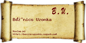 Bénics Uzonka névjegykártya
